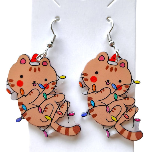 Cat Christmas Earrings