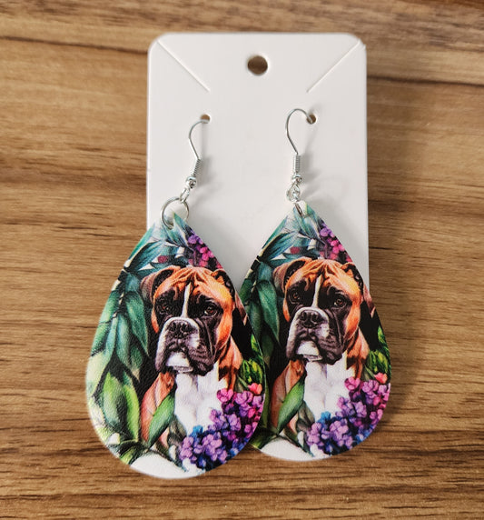 Boxer Dog Colorful Teardrop Earrings