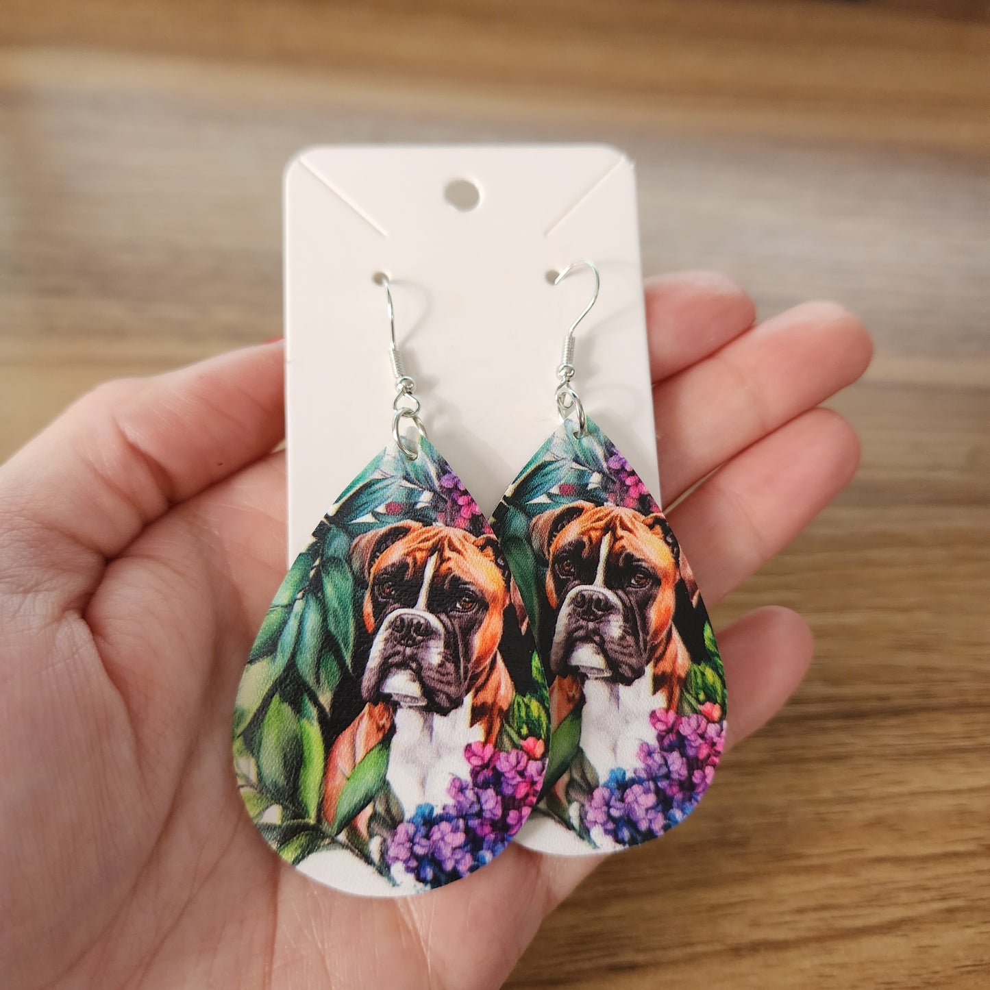 Boxer Dog Colorful Teardrop Earrings