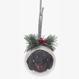 Black Dachsund Christmas Ornament