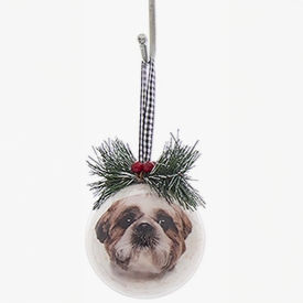 Brown Shih Tzu Christmas Ornament