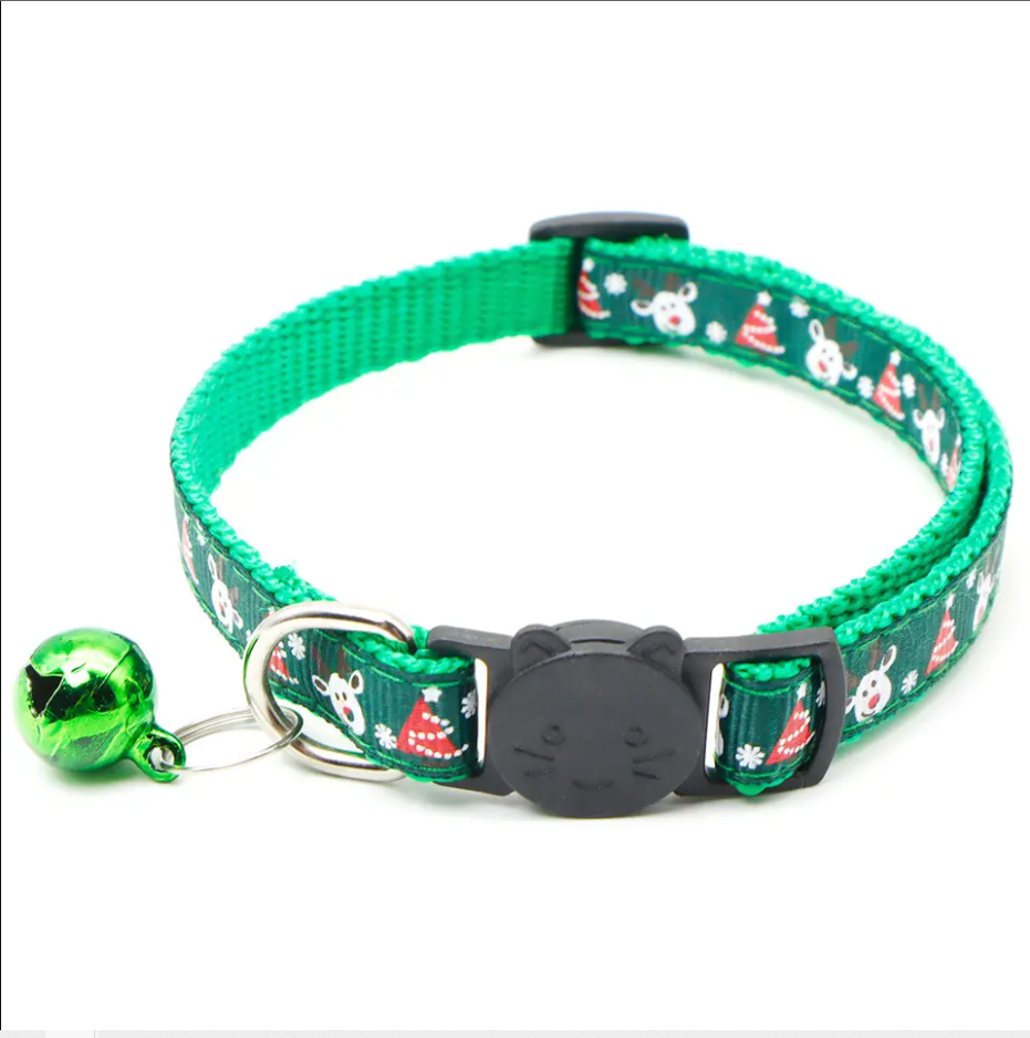 Green Christmas Reindeer Cat Collar