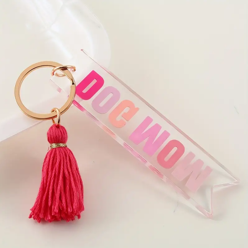 Pink Dog Mom Keychain