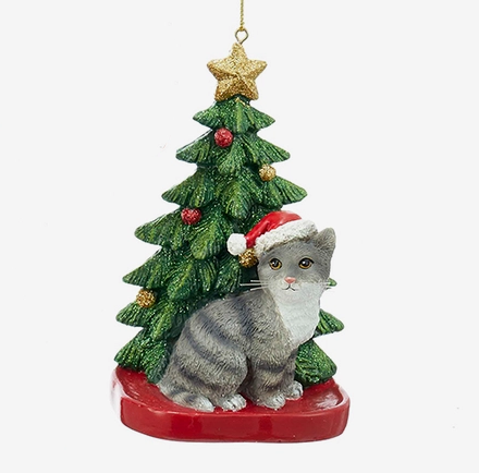 Gray Cat Christmas Ornament