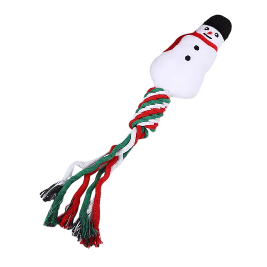 Christmas Snowman Dog Rope Squeak Toy