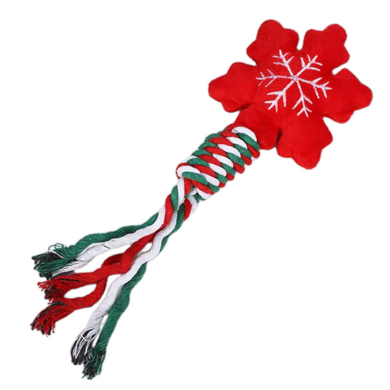 Christmas Snowflake Dog Rope Squeak Toy