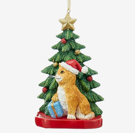 Orange Cat Christmas Ornament
