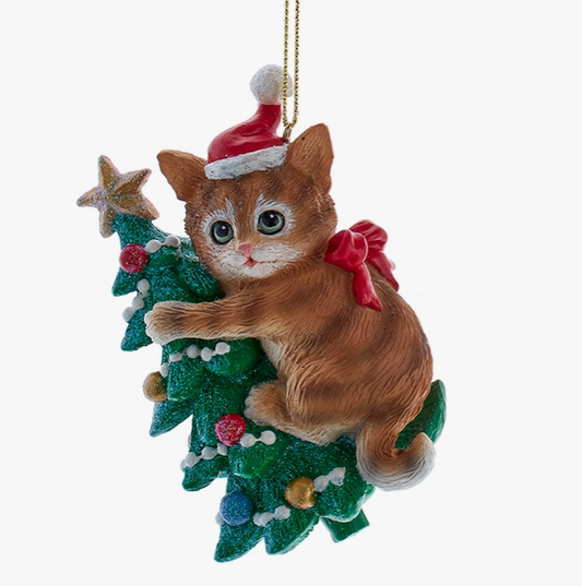 Orange Cat Christmas Ornament