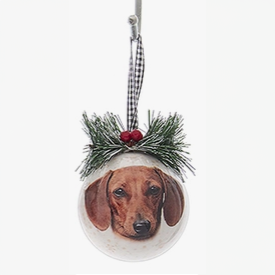 Red Dachsund Christmas Ornament