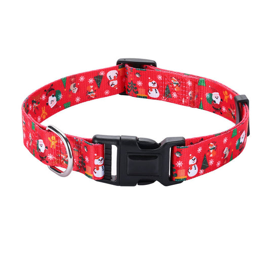 Red Snowman Christmas Dog Collar