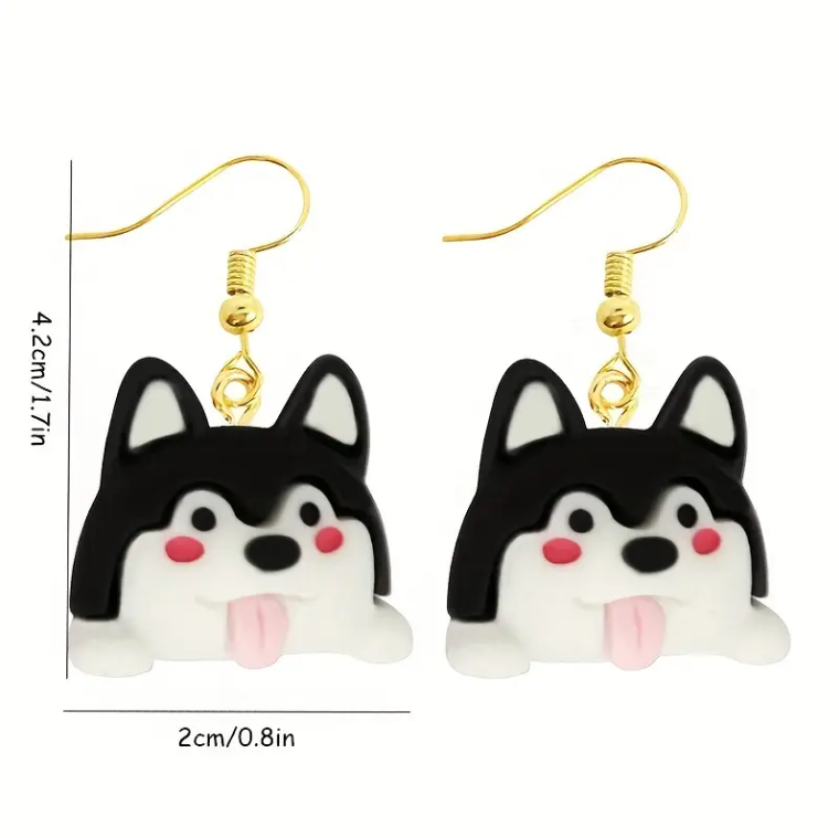 Siberian Husky Dog Earrings