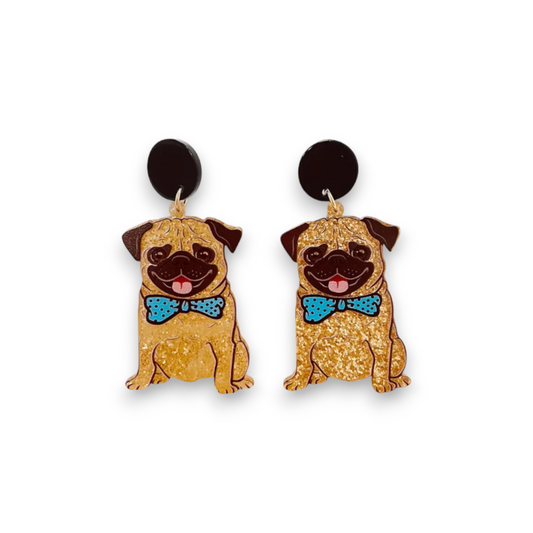 Glitter Pug Dog Earrings