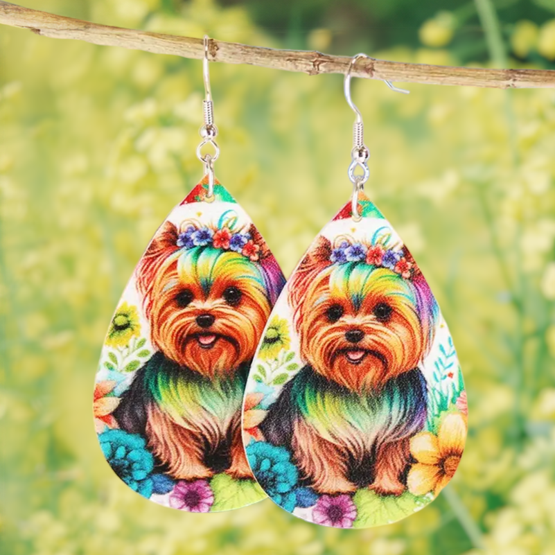 Yorkie Colorful Teardrop Yorkshire Terrier Earrings